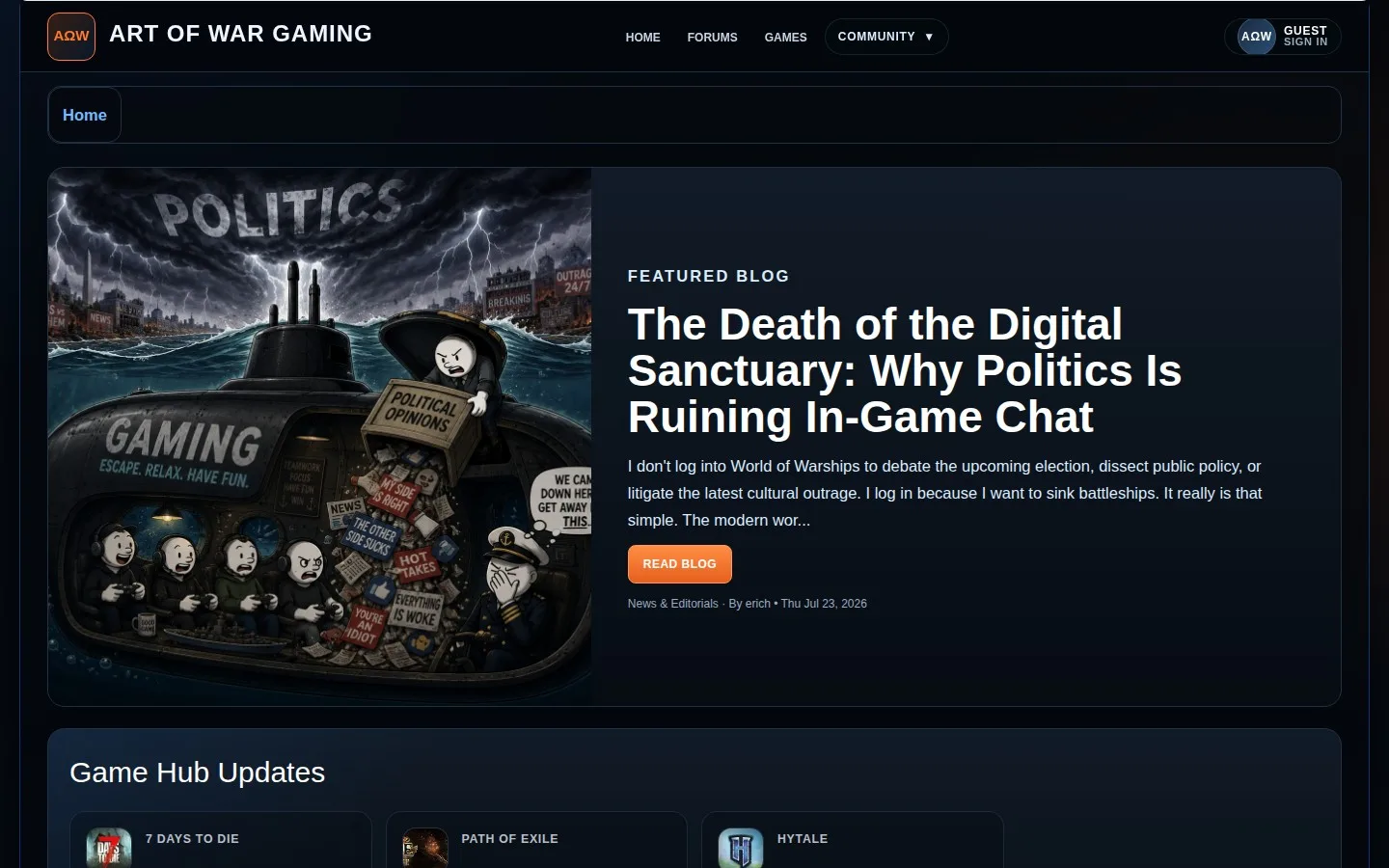 Art of War Gaming website preview